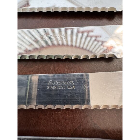 VTG Mix Knife Set 5pc Robinson Everbrite Surgical Stainless Steel Wood USA - Picture 4 of 8